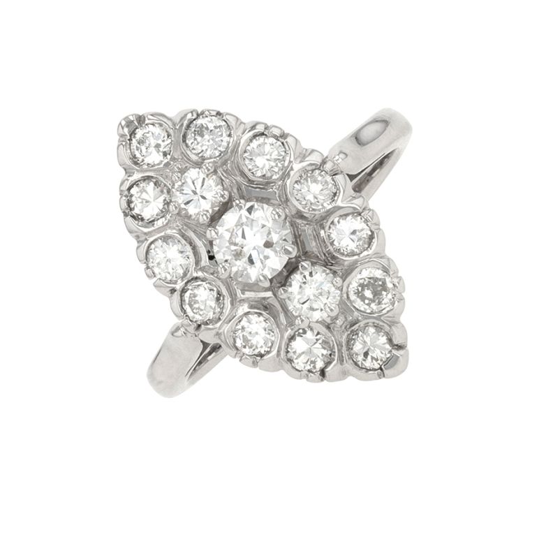Bague marquise diamants 1.33 carat or blanc 6.65g Comme neuf -  reconditionné disponible sur Gemme Les Bijoux